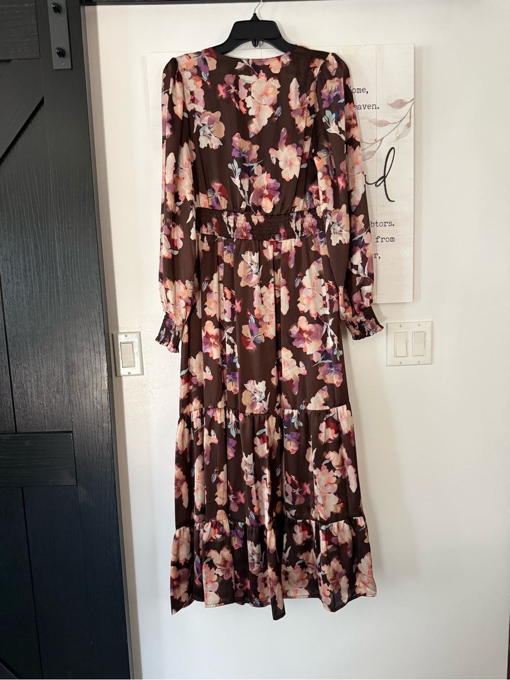 Treasure & Bond Brown Floral Tiered Maxi Dress